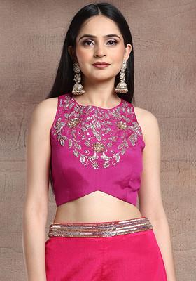 Pink Sequin Hand Embroidered Blouse