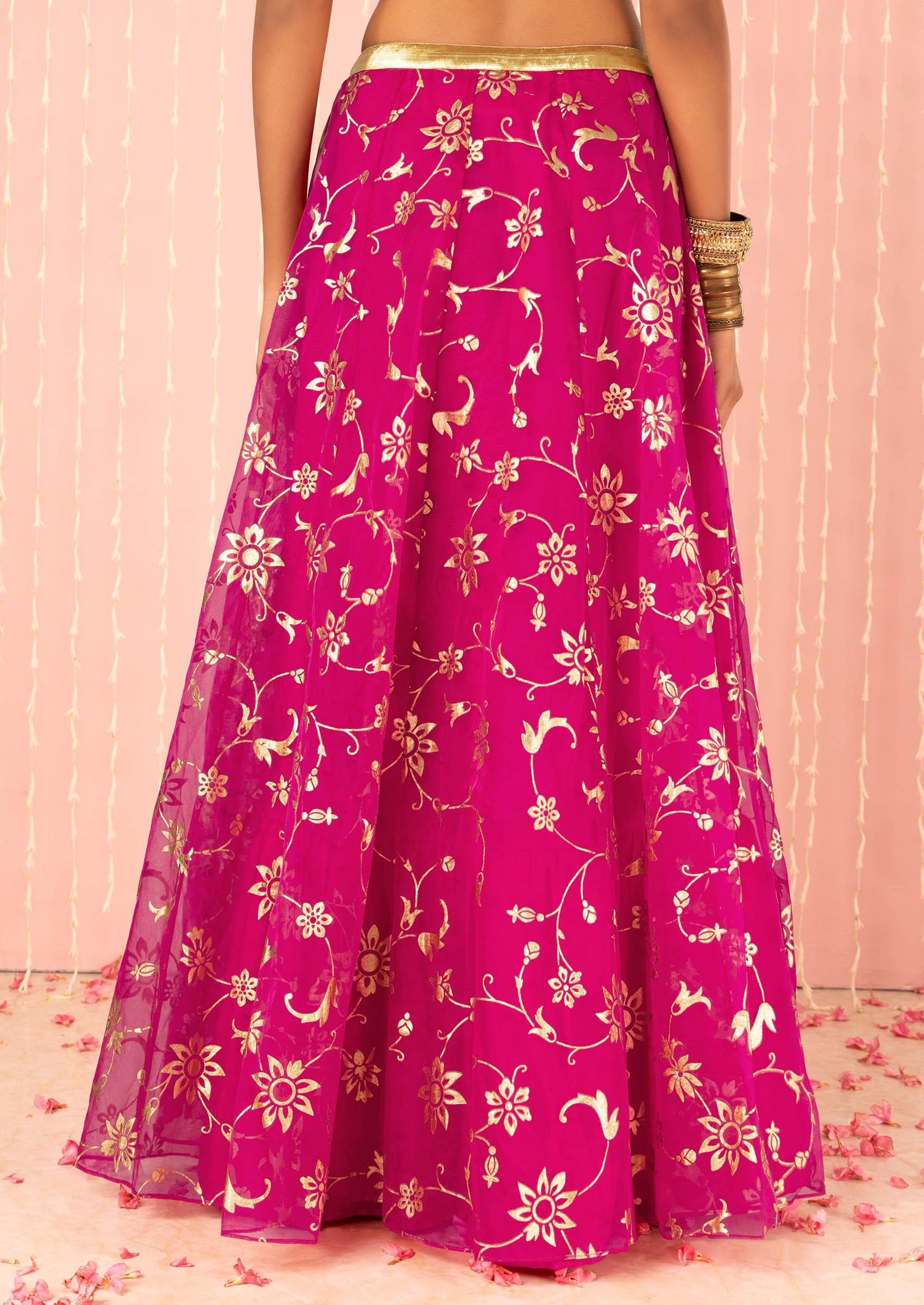 Modern Bridal Pink Net Lehnga Choli Dupatta Dress Wedding Attires Golden  Blouse | Indian bridal outfits, Indian wedding wear, Lehenga designs