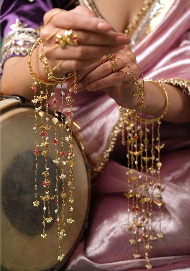 Gold Brass Bangle Bracelets & Cuffs - Indya