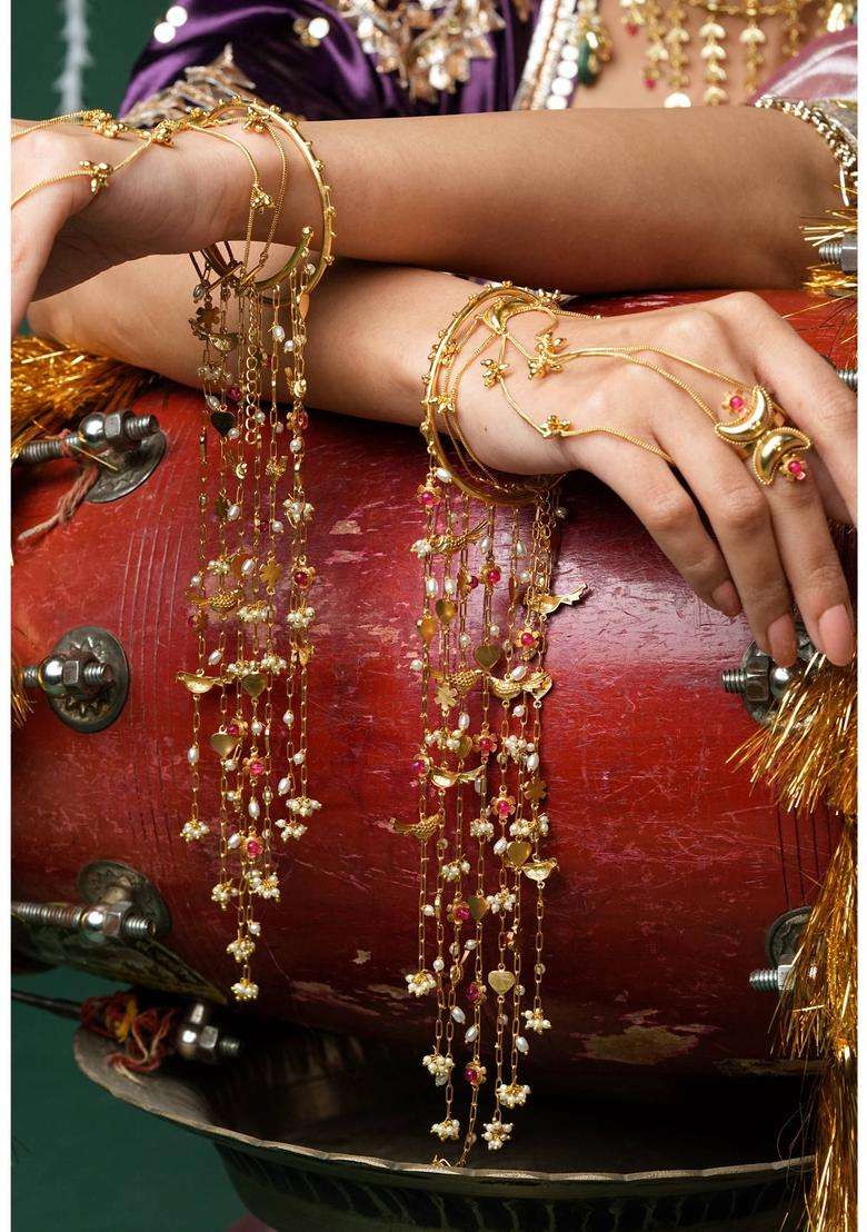 Gold Brass Bangle Bracelets & Cuffs - Indya