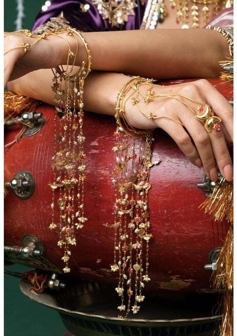 Gold Brass Bangle Bracelets & Cuffs - Indya