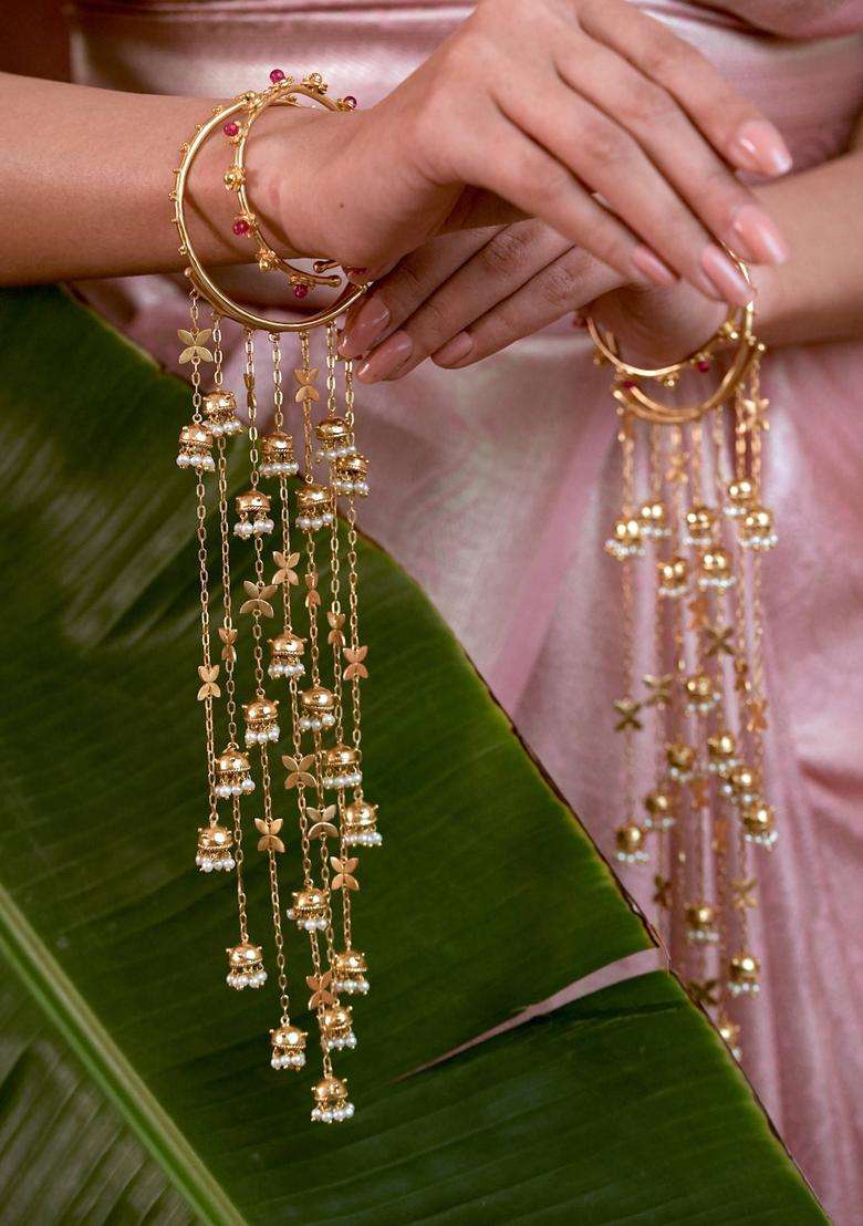 Gold Brass Bangle Bracelets & Cuffs - Indya