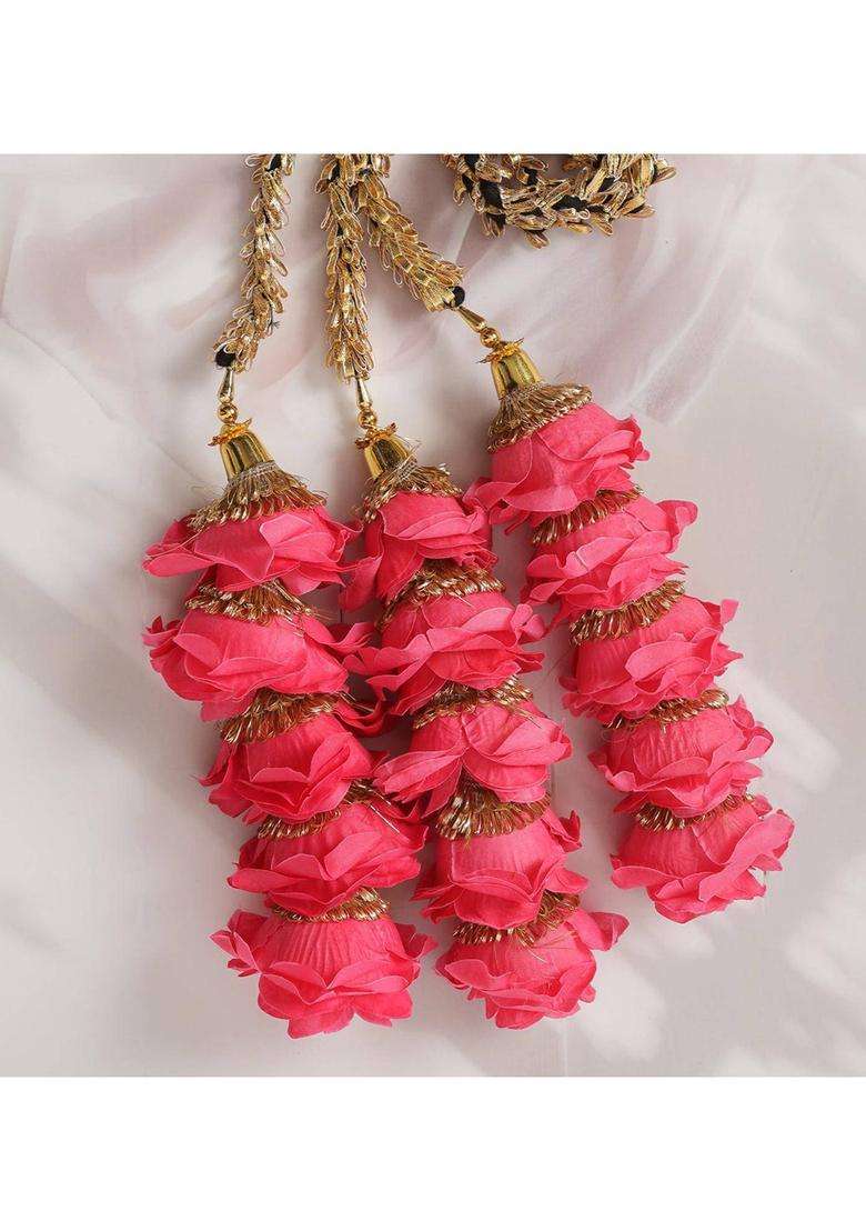 Pink Embellished Brass Hair Accessories - Indya