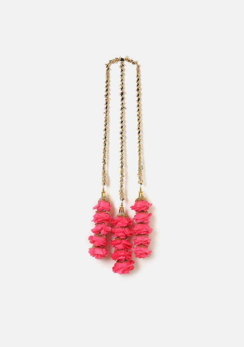 Pink Embellished Brass Hair Accessories - Indya