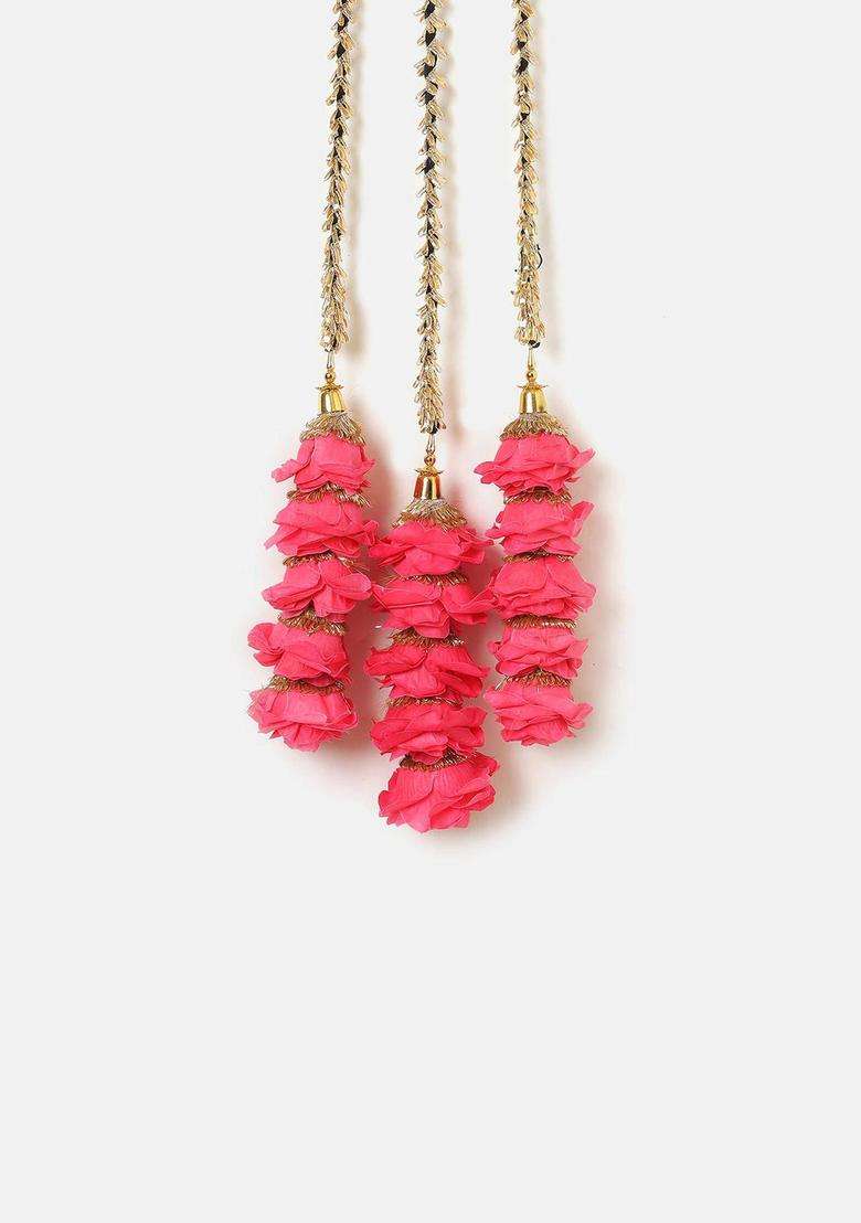 Pink Embellished Brass Hair Accessories - Indya