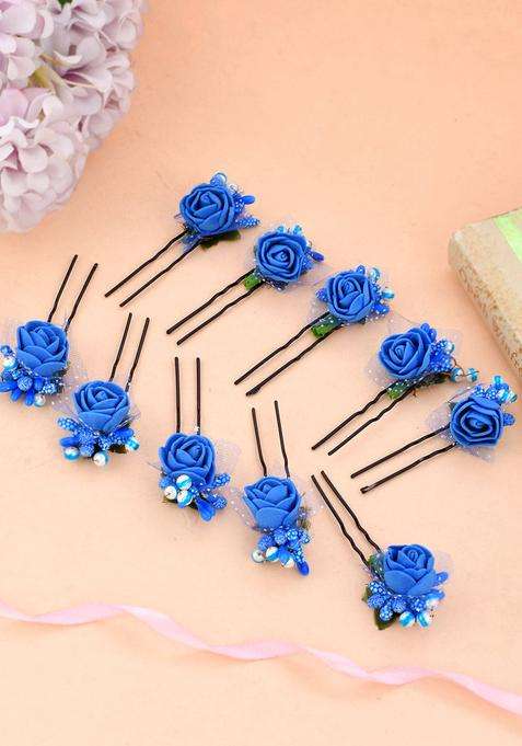 Blue Floral Hair Accessories