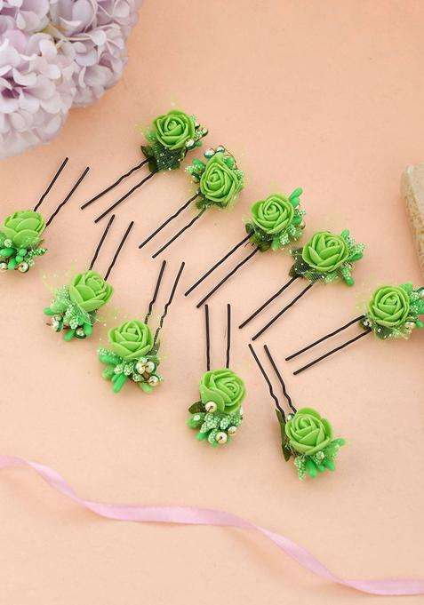 Green Floral Hair Accessories