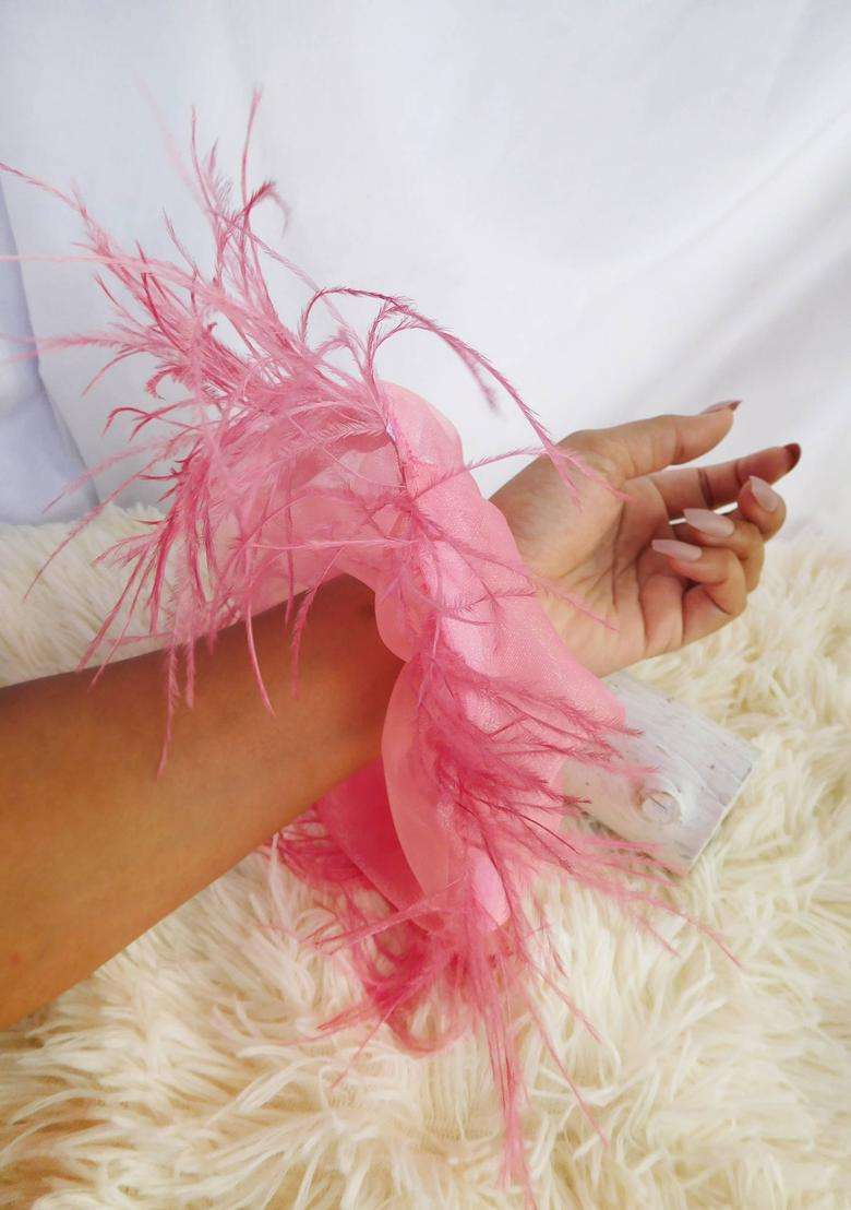 Pink Embellished Nylon Hair Accessories - Indya