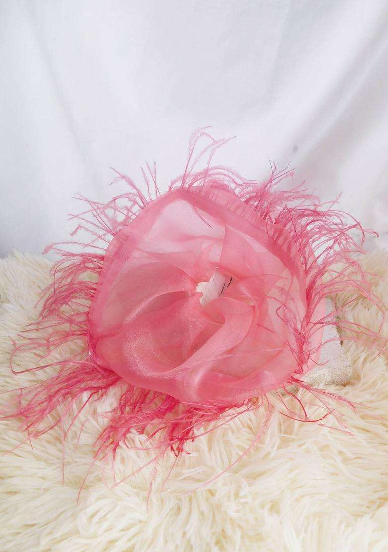 Pink Embellished Nylon Hair Accessories - Indya