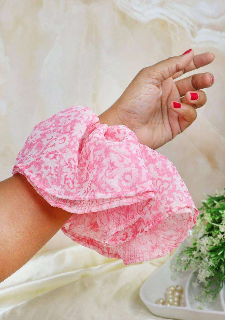 Pink Floral Organza Hair Accessories - Indya