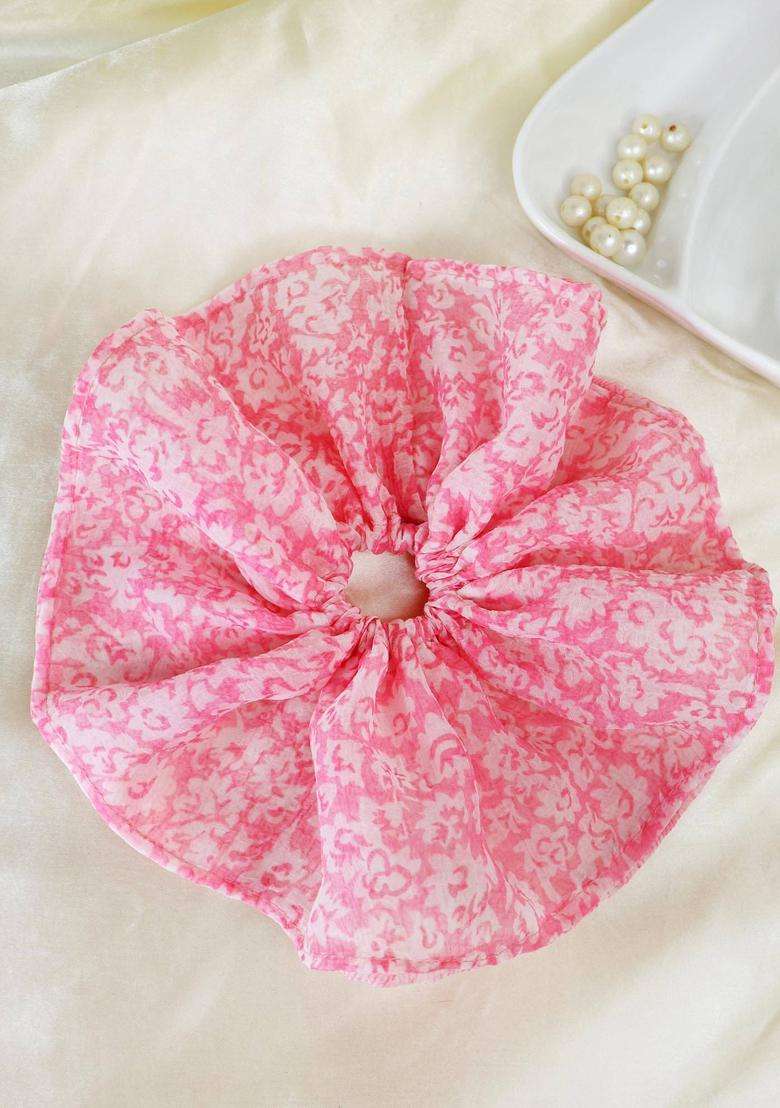Pink Floral Organza Hair Accessories - Indya