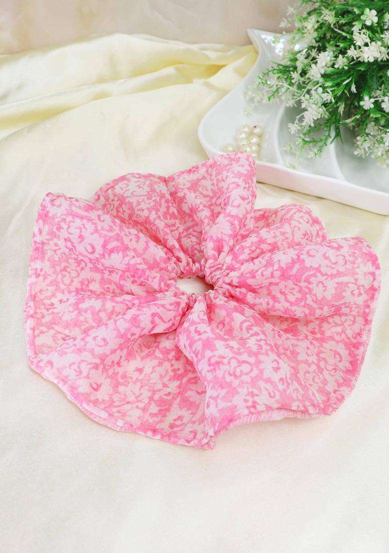 Pink Floral Organza Hair Accessories - Indya