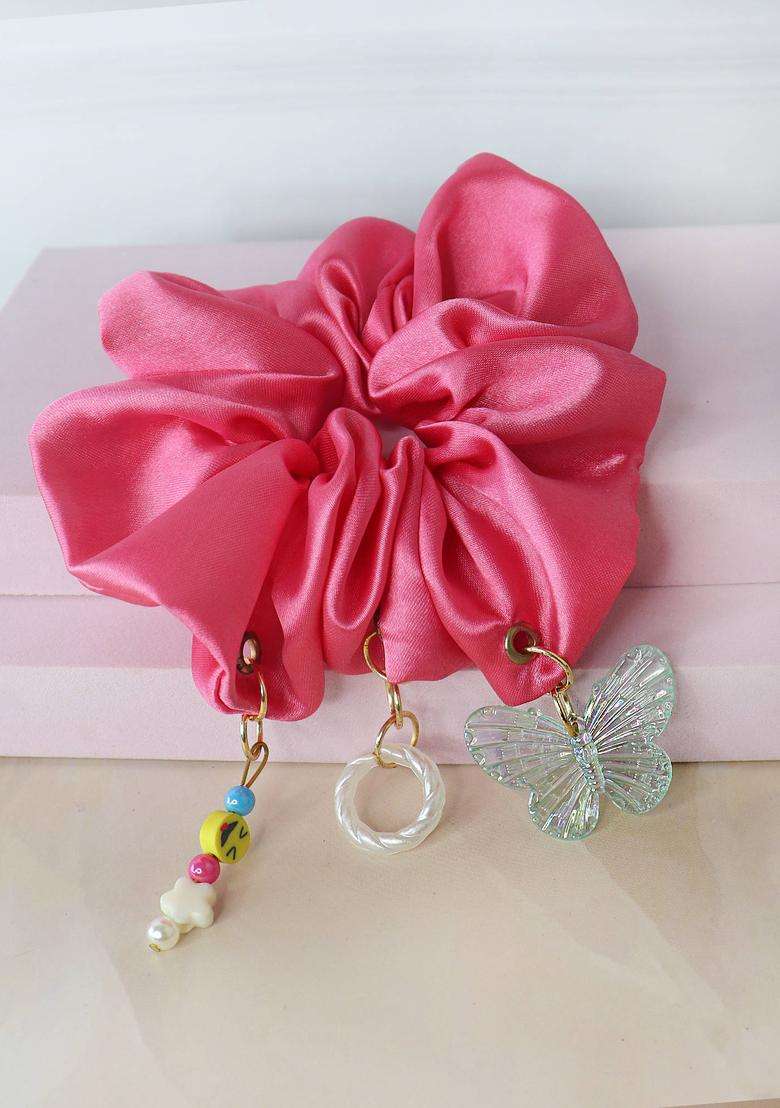 Pink Silk Hair Accessories - Indya