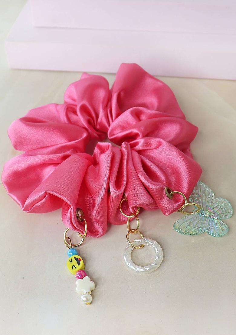 Pink Silk Hair Accessories - Indya