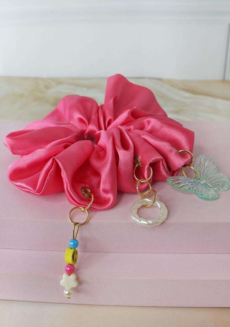 Pink Silk Hair Accessories - Indya
