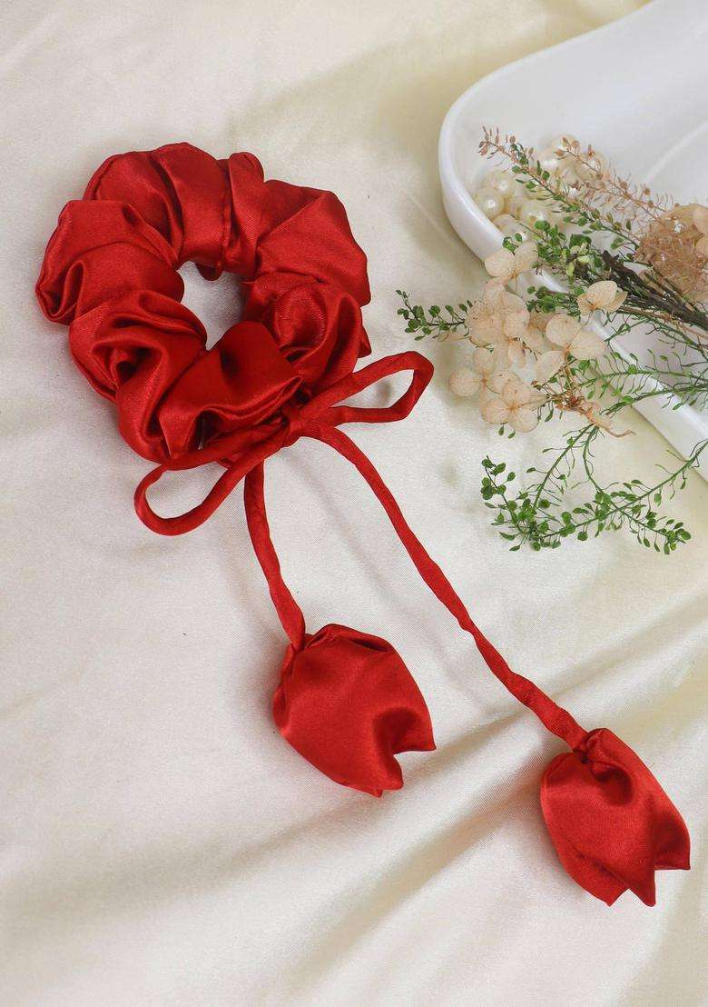Red Floral Polyester Hair Accessories - Indya