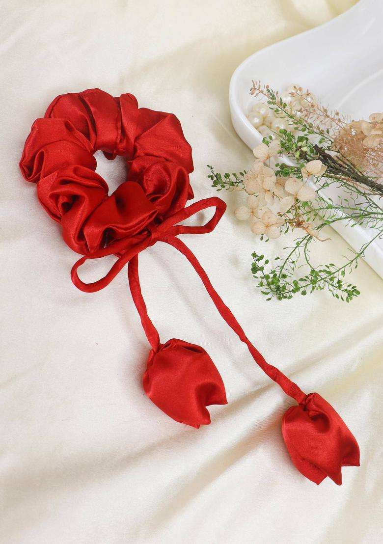 Red Floral Polyester Hair Accessories - Indya