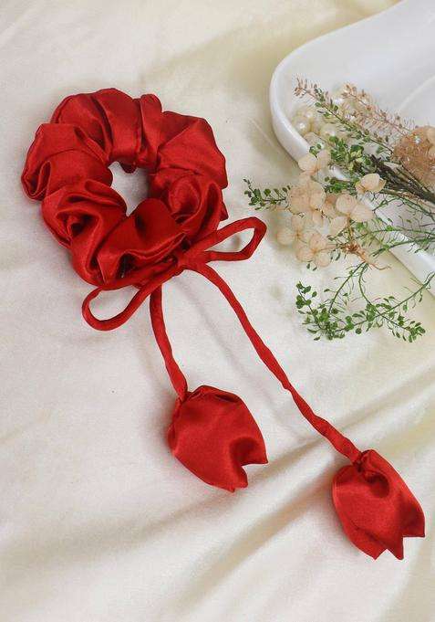 Red Floral Polyester Hair Accessories