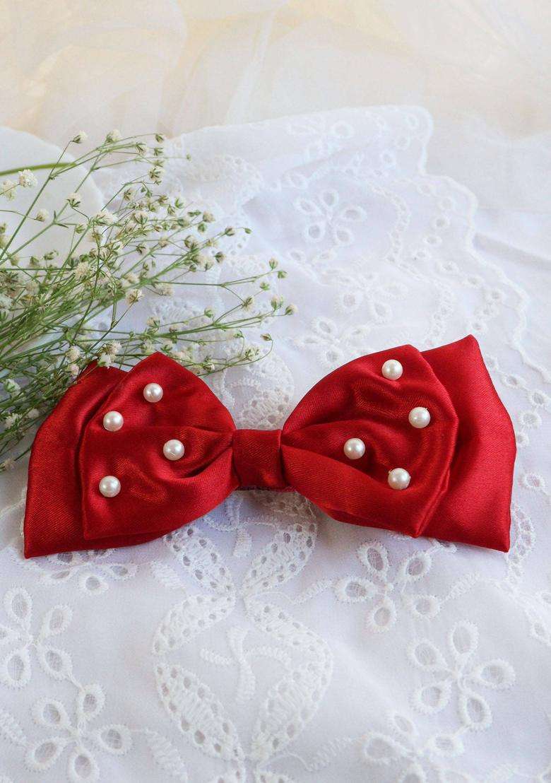 Red Embellished Hair Accessories - Indya