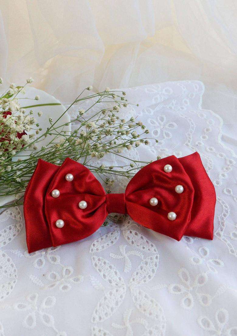 Red Embellished Hair Accessories - Indya