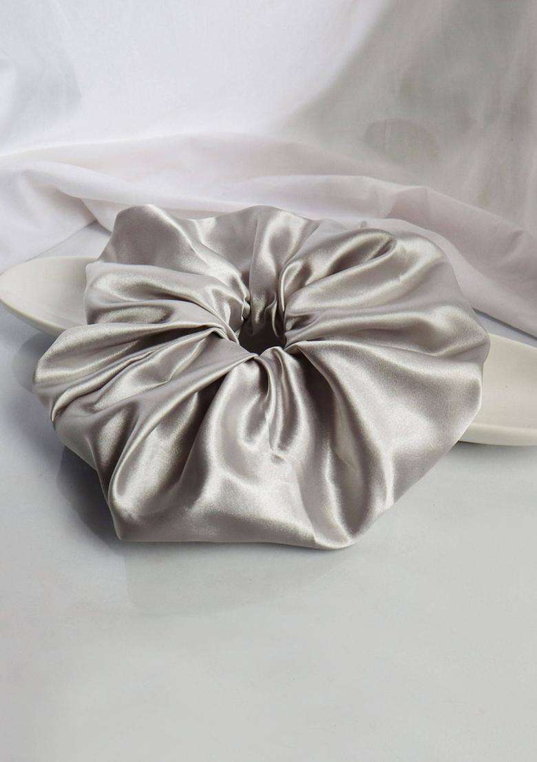 Silver Solid Satin Hair Accessories - Indya
