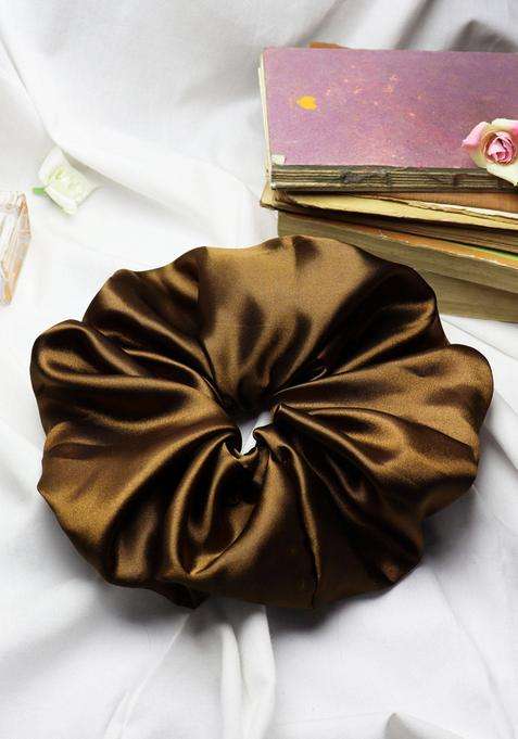 Brown Solid Satin Hair Accessories
