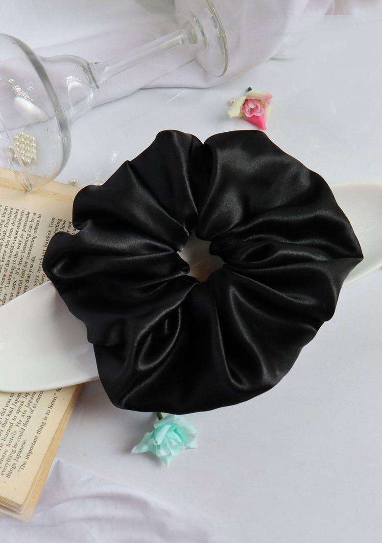 Black Solid Satin Hair Accessories - Indya