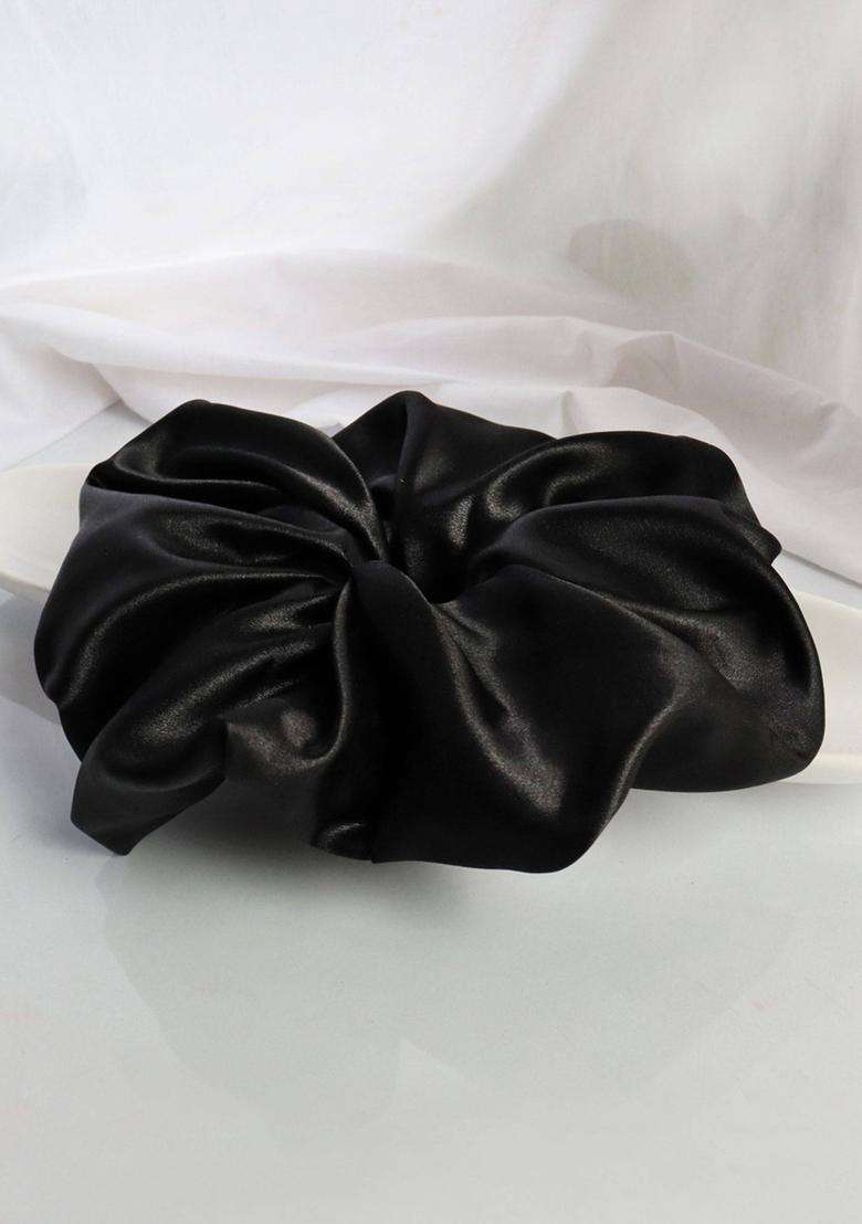 Black Solid Satin Hair Accessories - Indya