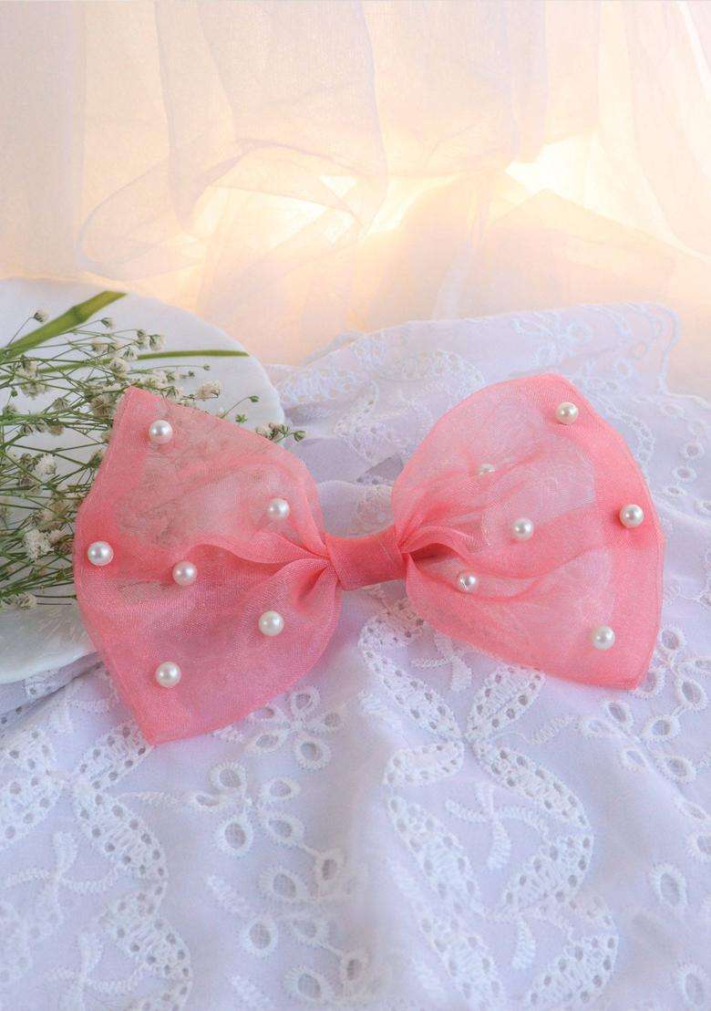 Peach Embellished Hair Accessories - Indya