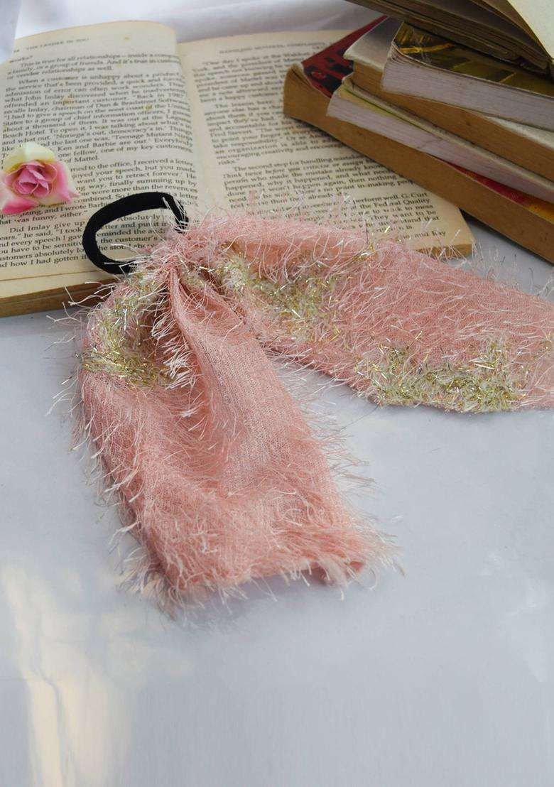 Peach Solid Knitted Hair Accessories - Indya