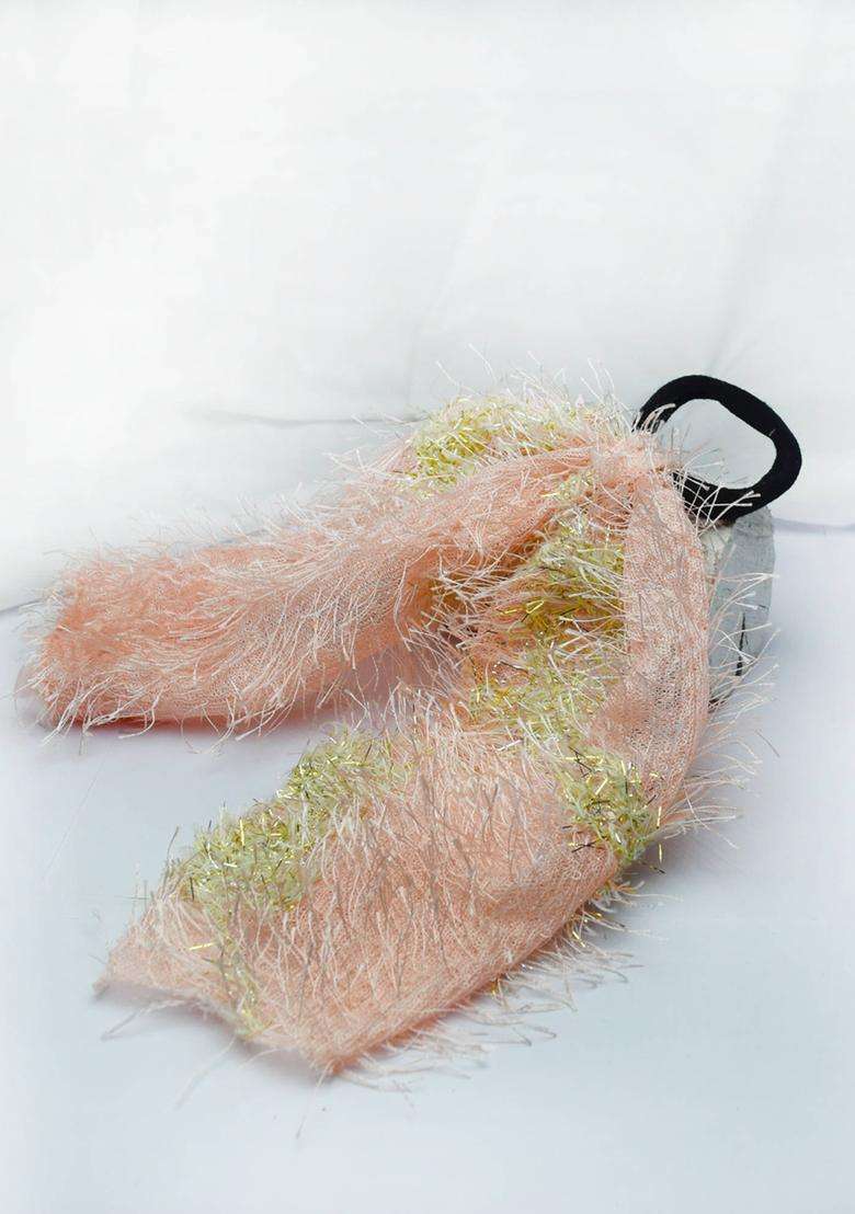 Peach Solid Knitted Hair Accessories - Indya