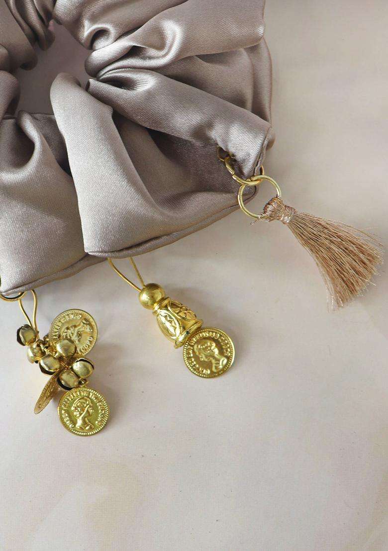 Taupe Silk Hair Accessories - Indya