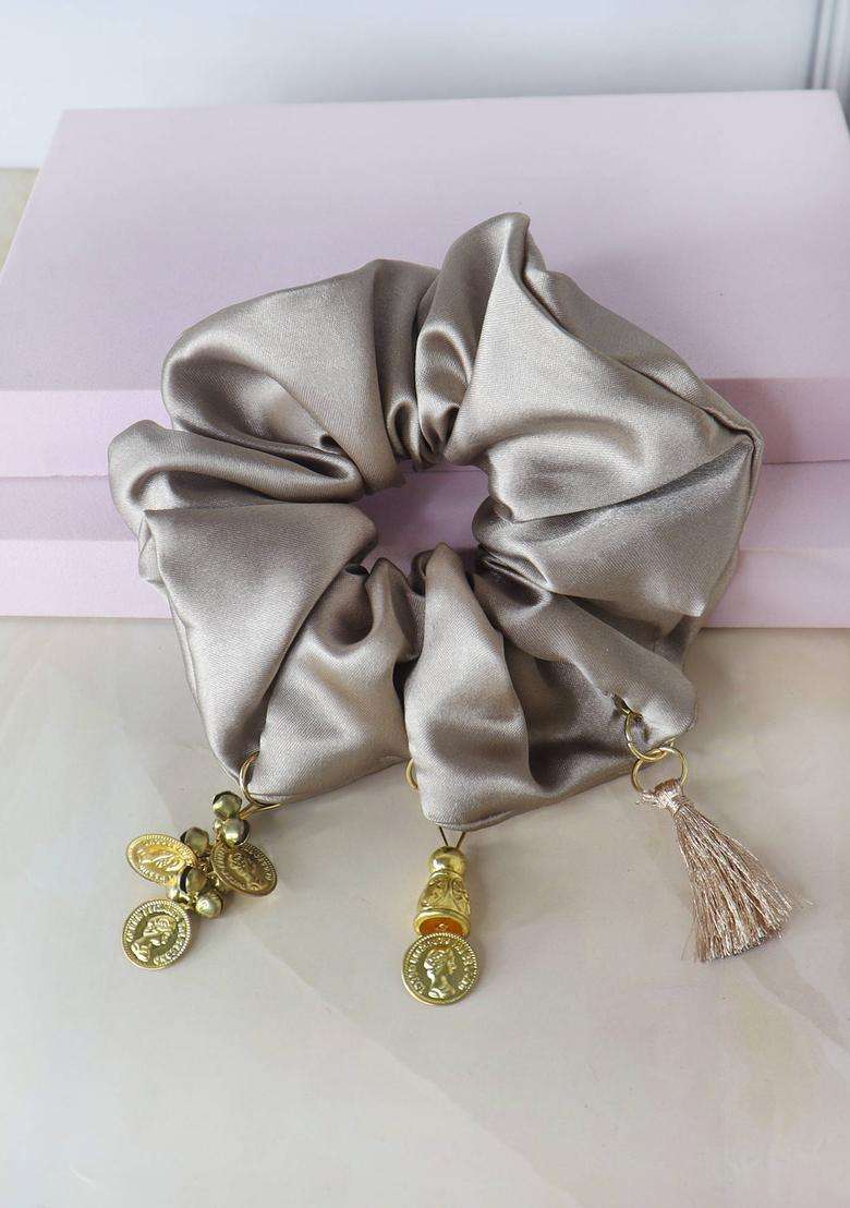 Taupe Silk Hair Accessories - Indya