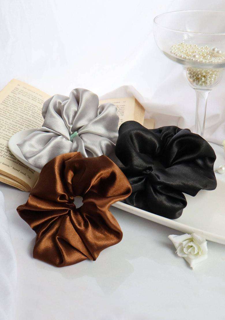 Multi Solid Satin Hair Accessories - Indya