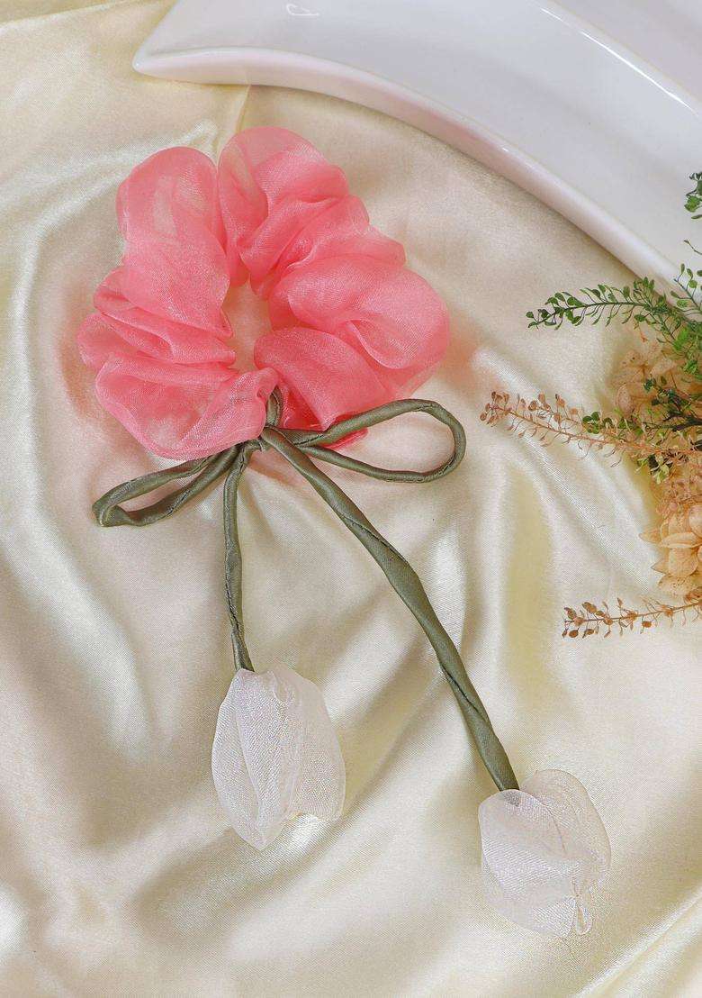 Pink Satin Hair Accessories - Indya