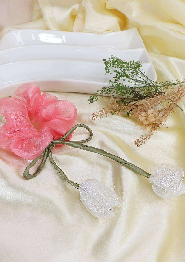Pink Satin Hair Accessories - Indya