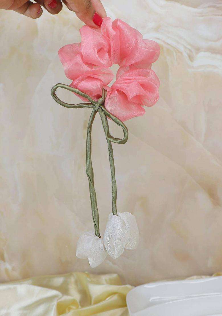 Pink Satin Hair Accessories - Indya