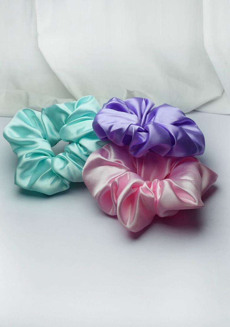 Multi Solid Satin Hair Accessories - Indya
