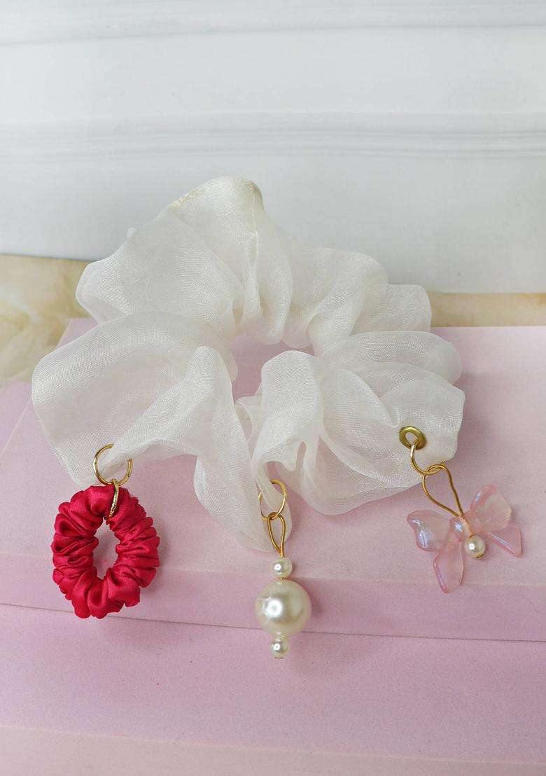 White Organza Hair Accessories - Indya
