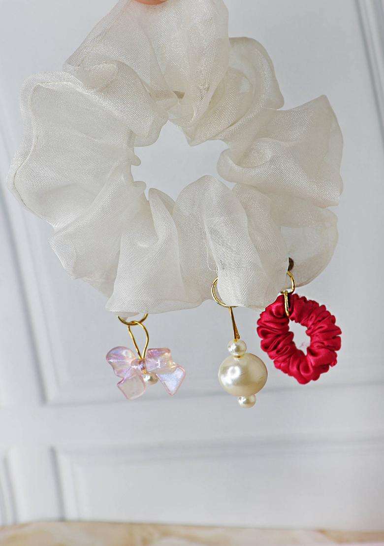 White Organza Hair Accessories - Indya