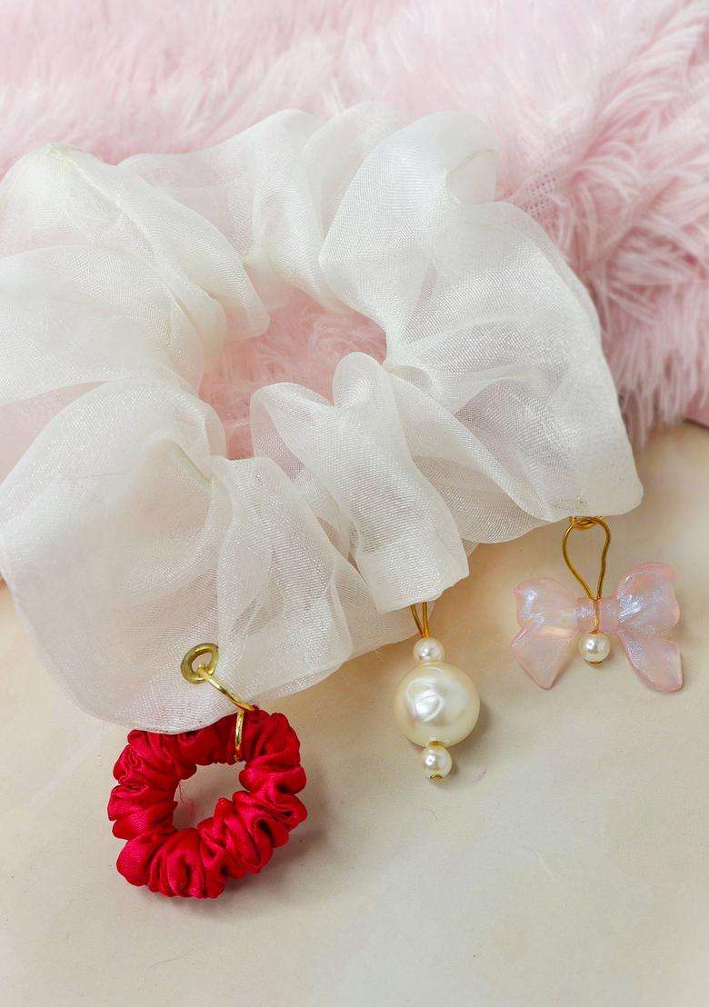 White Organza Hair Accessories - Indya