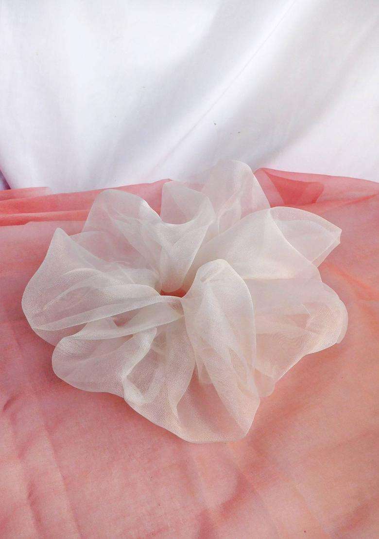 White Solid Nylon Hair Accessories - Indya