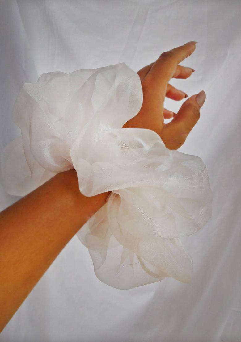 White Solid Nylon Hair Accessories - Indya