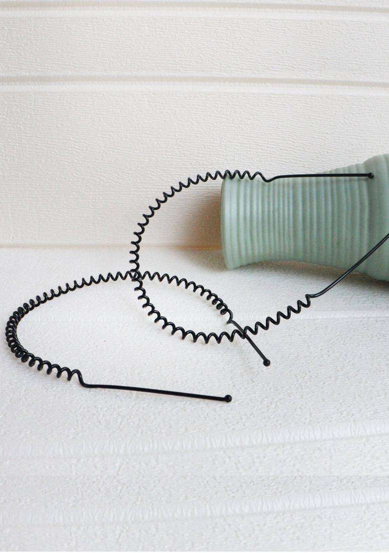 Black Solid Metal Hair Accessories - Indya