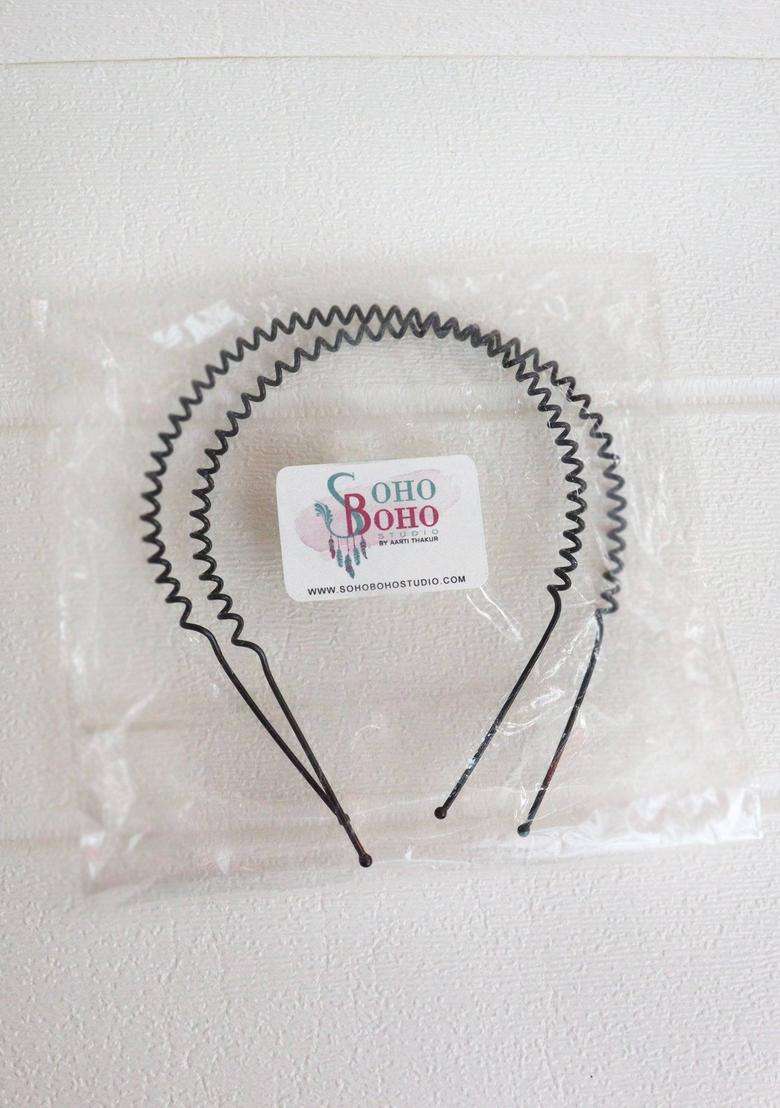Black Solid Metal Hair Accessories - Indya