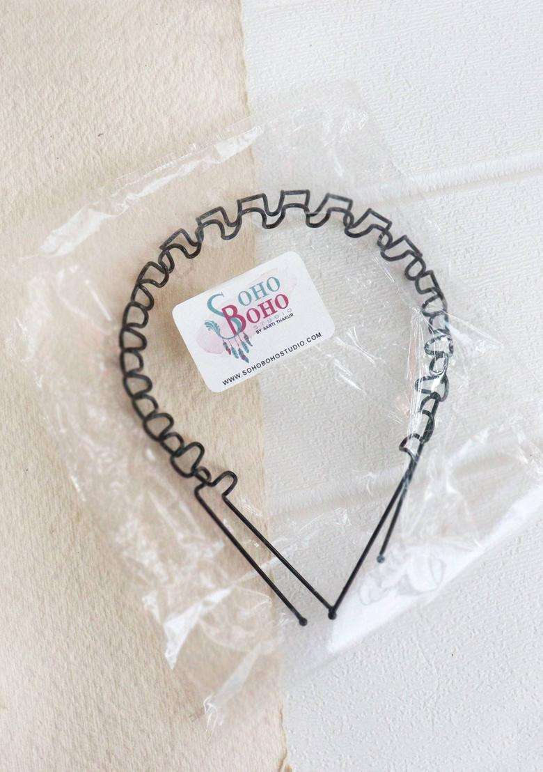 Black Solid Metal Hair Accessories - Indya