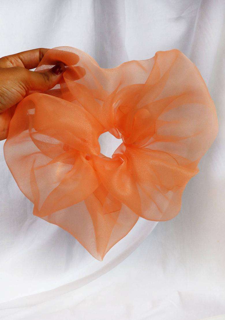 Orange Solid Silk Hair Accessories - Indya