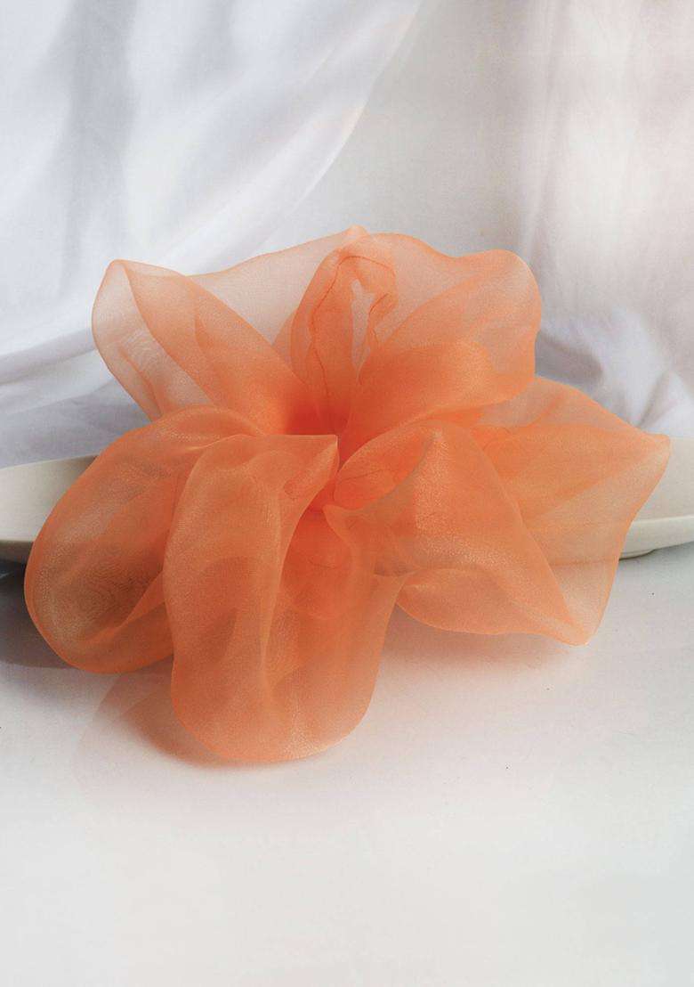 Orange Solid Silk Hair Accessories - Indya