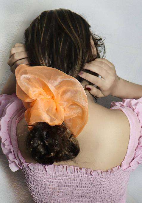 Orange Solid Silk Hair Accessories