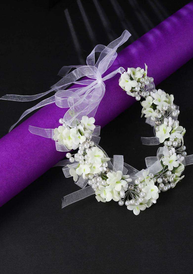 White Solid Hair Accessories - Indya